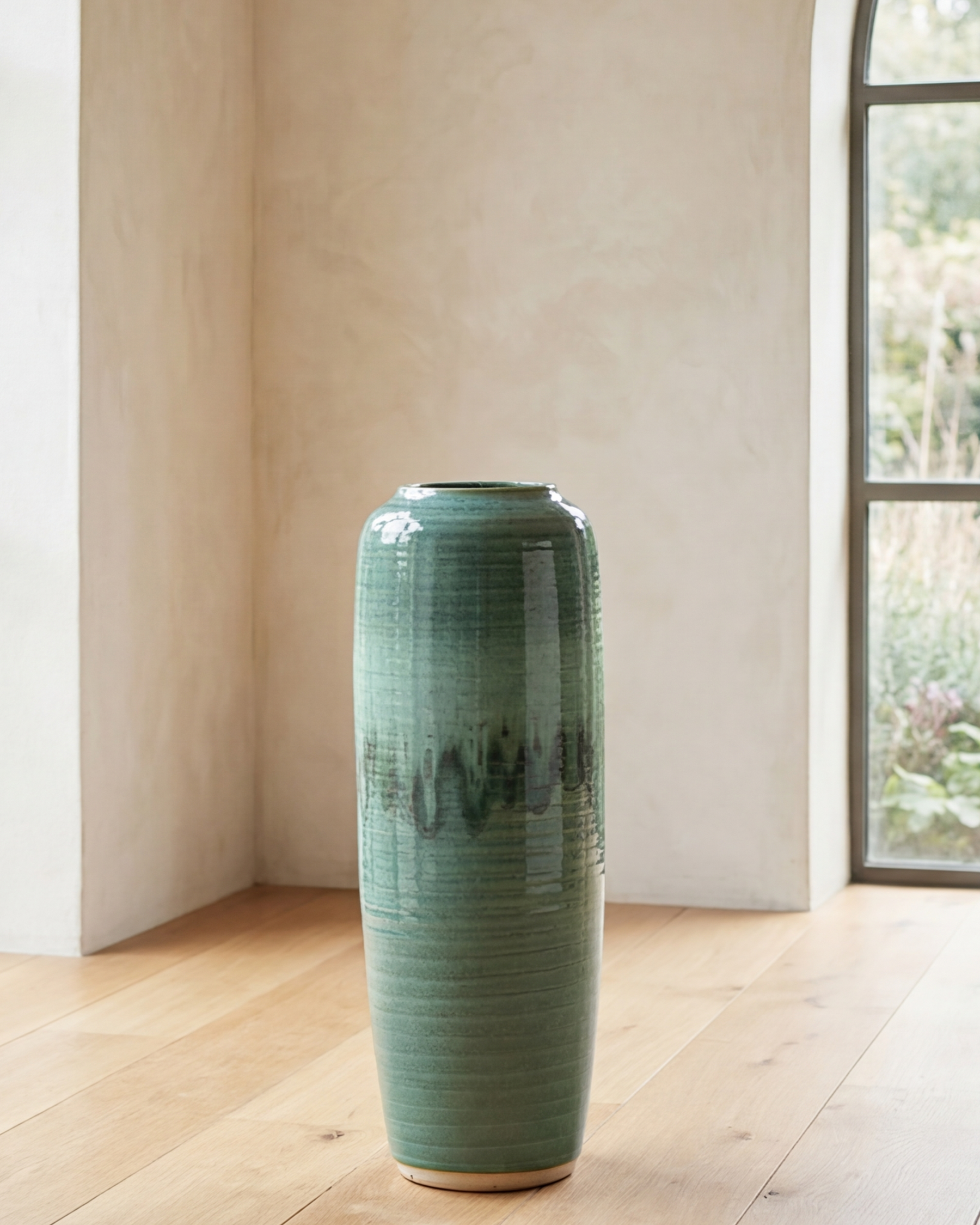 Deep Emerald Textured Floor Vase - Small 