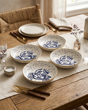 Crab Sketch Pasta Bowl - Set Of 4