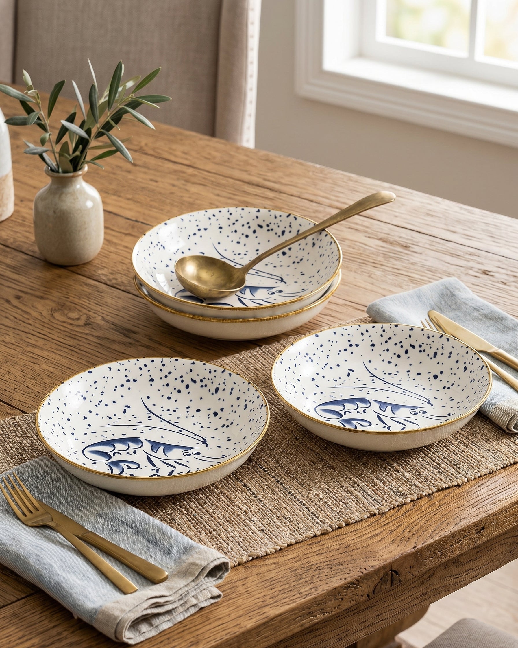 Lobster Sketch Pasta Bowl - Set Of 4