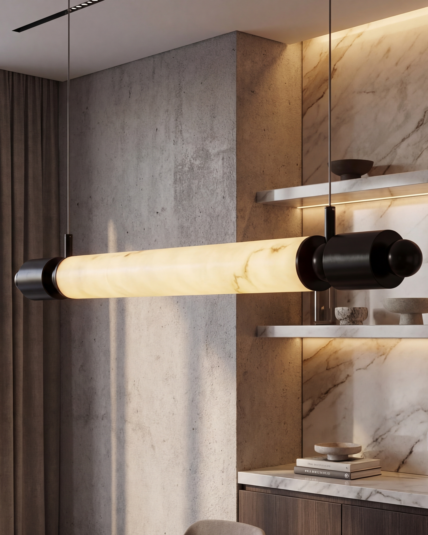 Axis Marble Bar Pendant Light - Black 