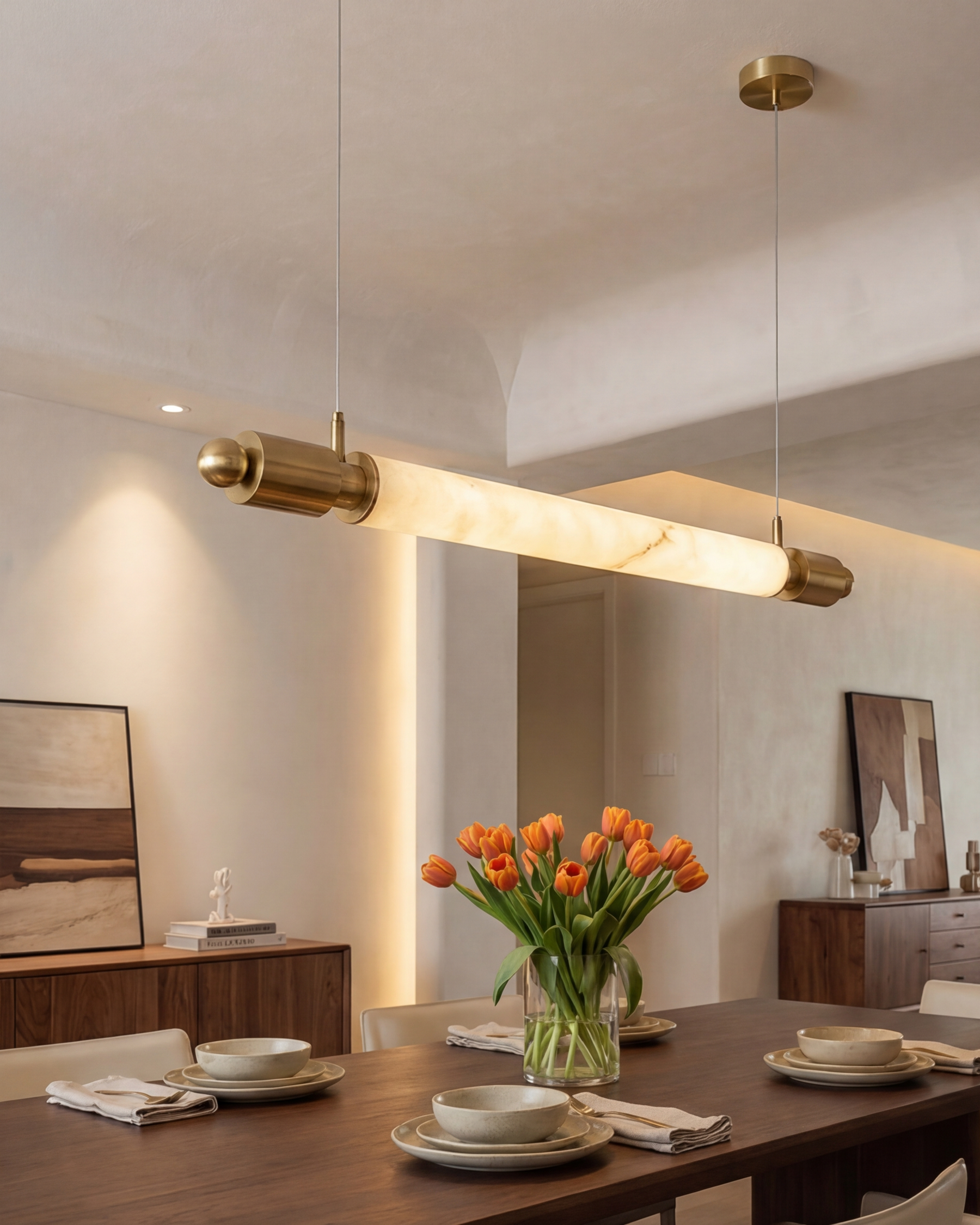 Axis Marble Bar Pendant Light - Gold 