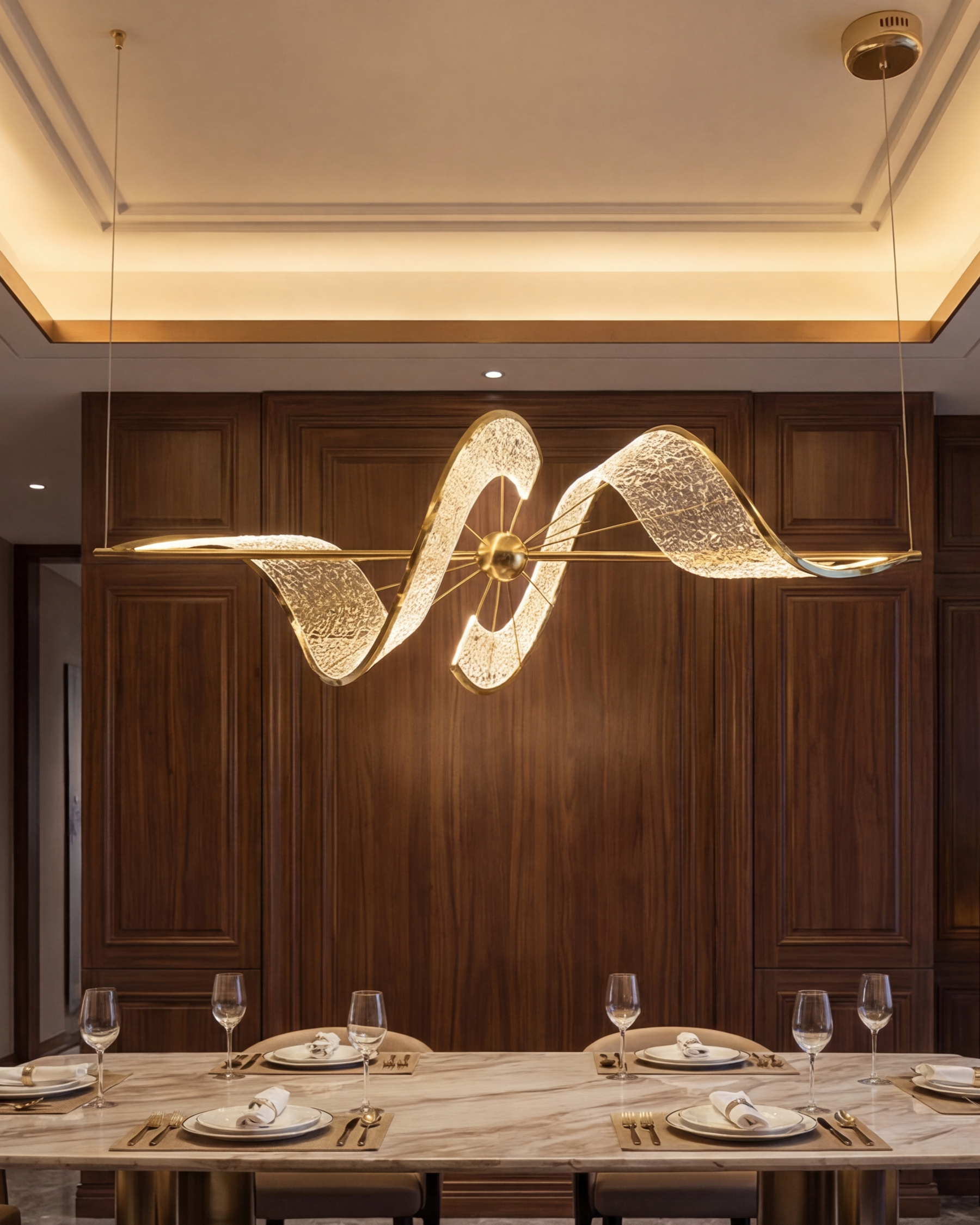 Spiral Crystal Wave Pendant Light 