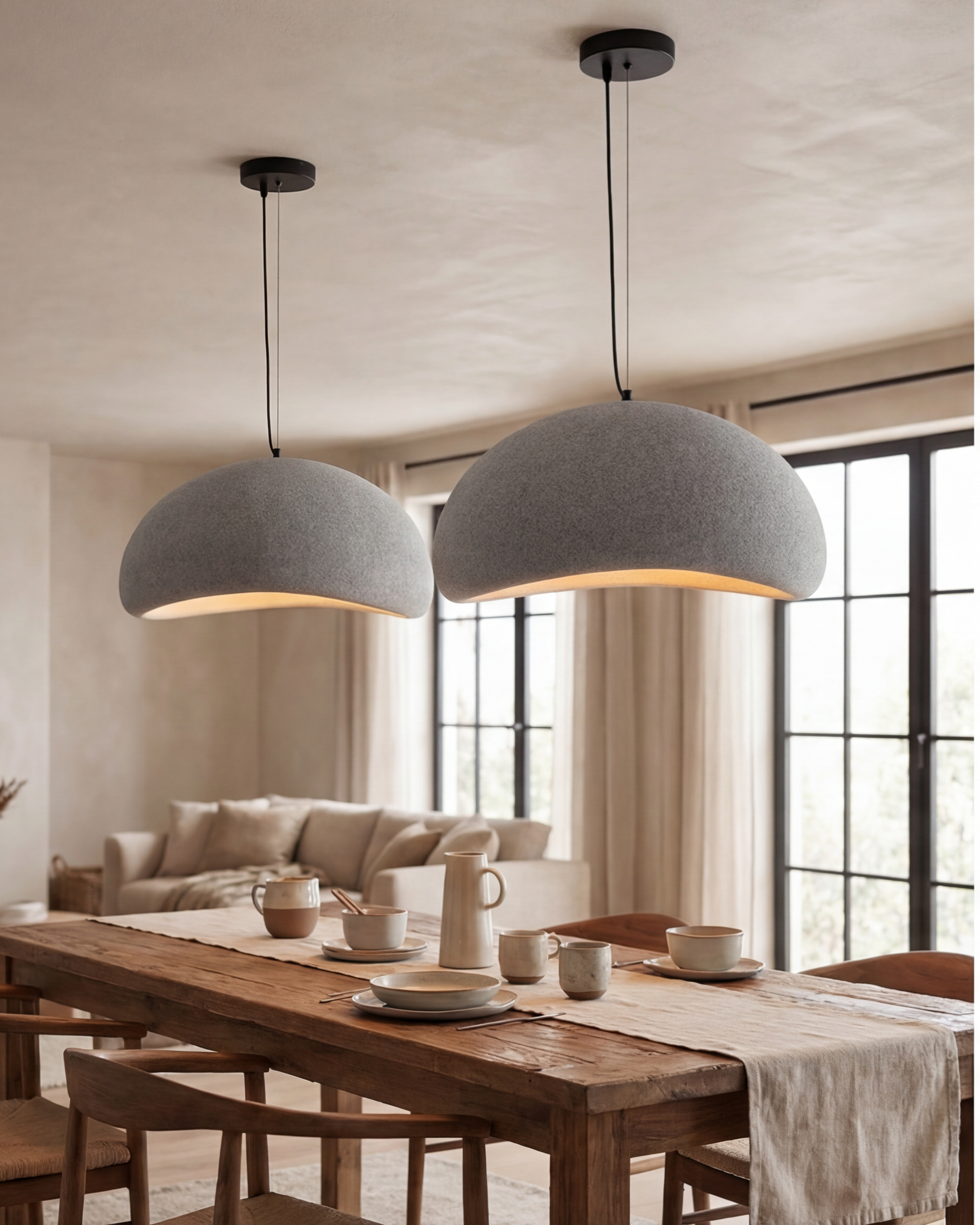 Modern Organic Asymmetrical Dome Pendant Light (Grey) 