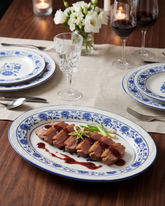 Regal Blue Blossom Oval Serving Platter 