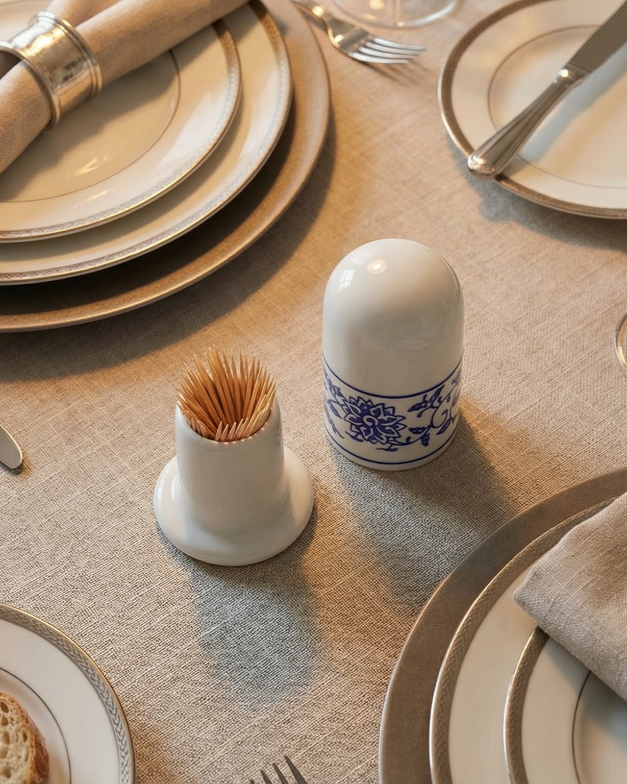 Royal Blue Floral Toothpick Holder 