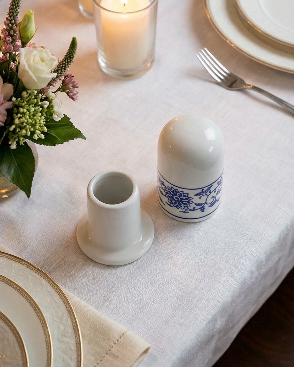 Royal Blue Floral Toothpick Holder 