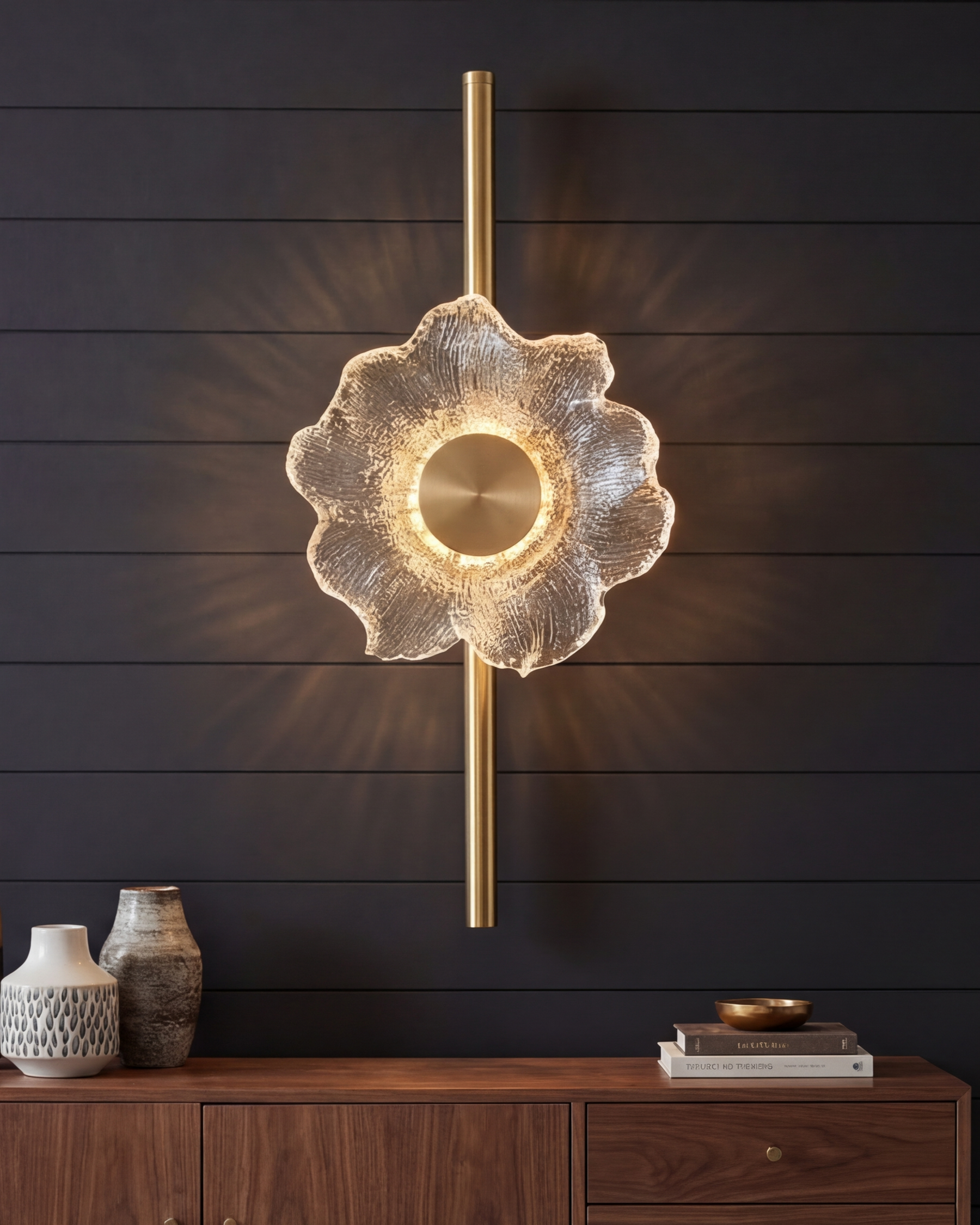 Modern Floral Glass Wall Sconce 