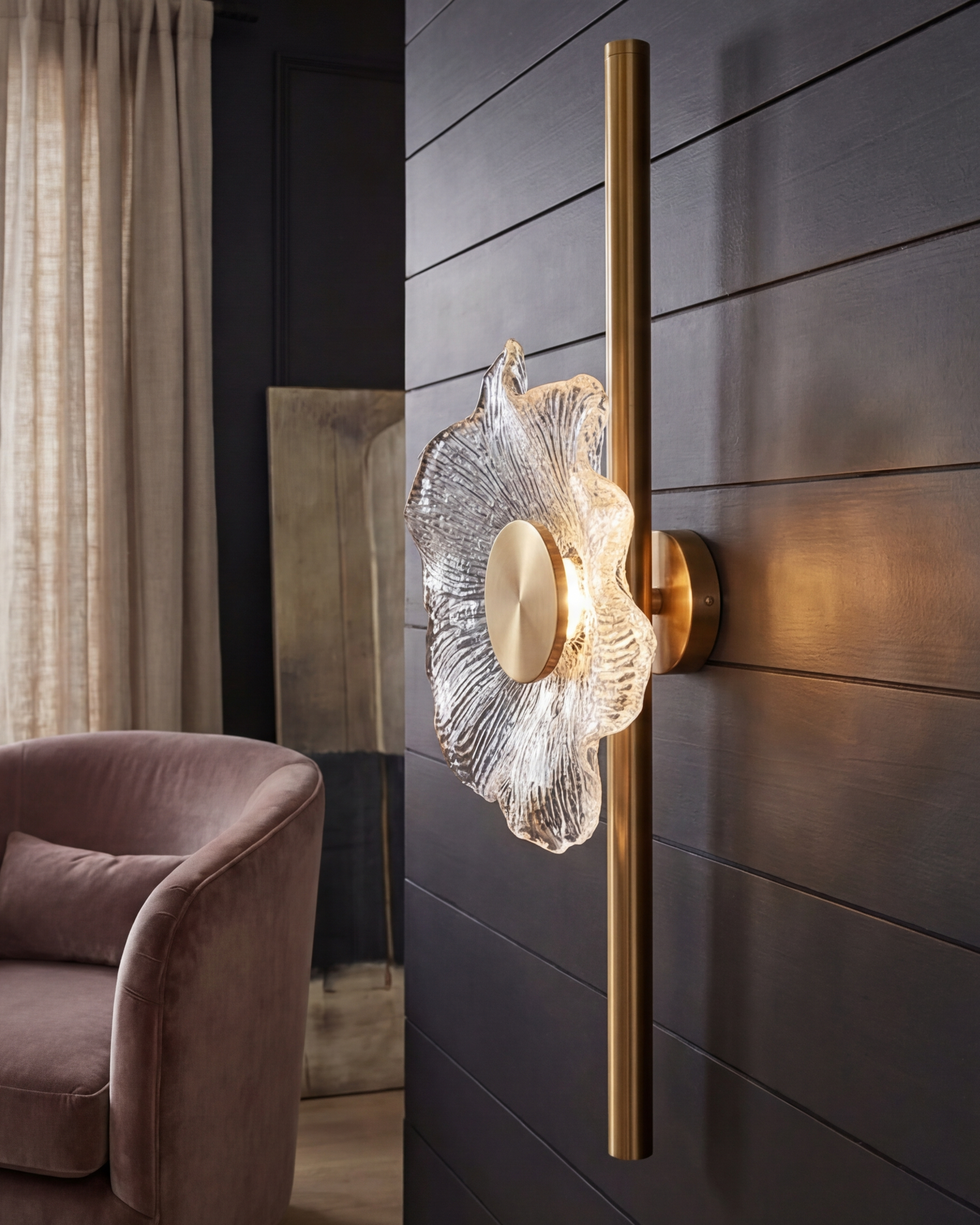 Modern Floral Glass Wall Sconce 