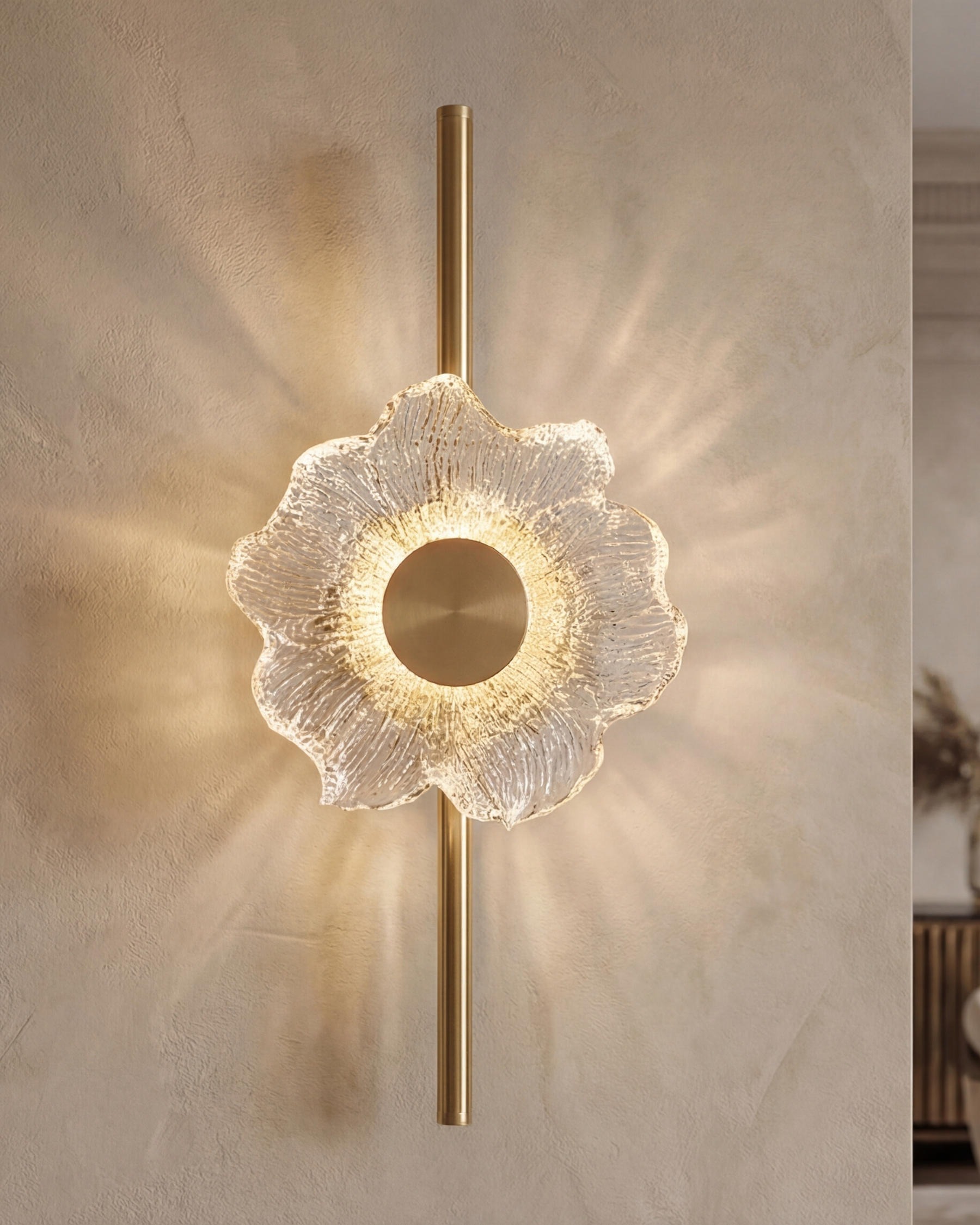 Modern Floral Glass Wall Sconce 
