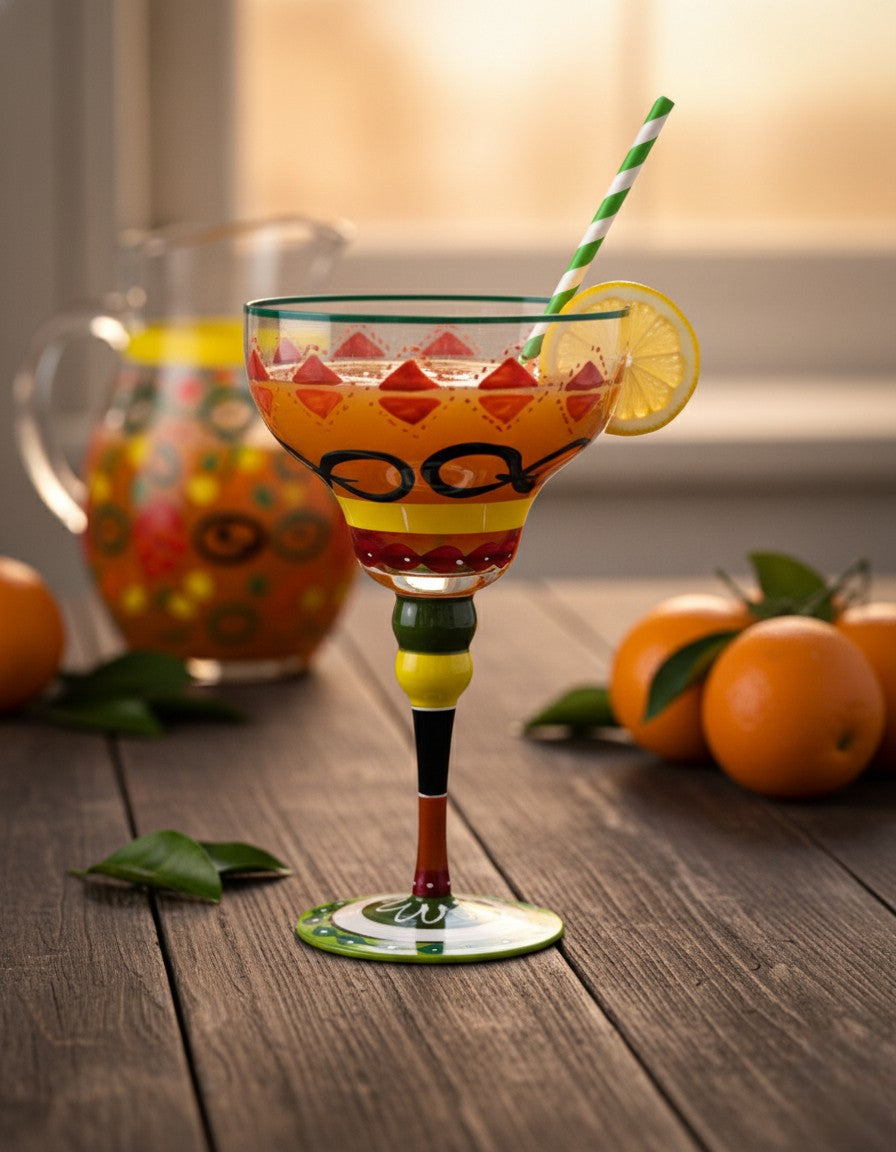 Hand-Painted Margarita Cocktail Glass - 250ml 