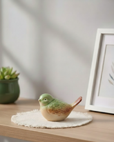 Blossom Finch Decorative Bird Figurine - Green 