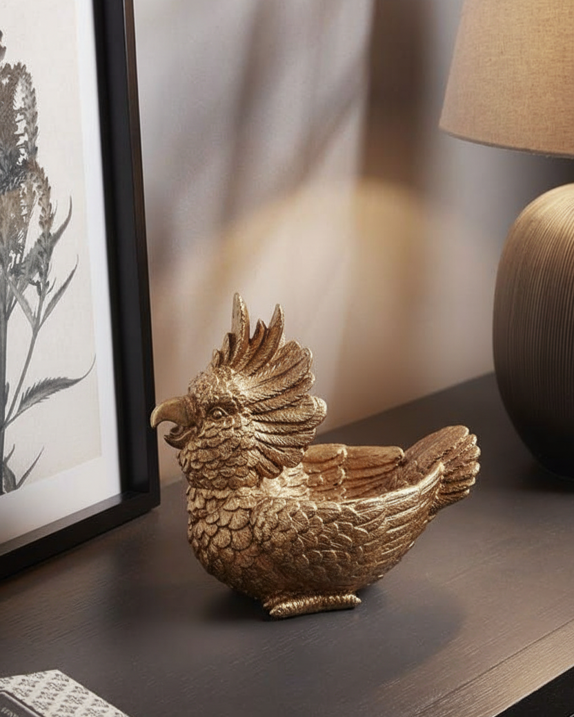 Golden Crest Bird Decorative Figurine 