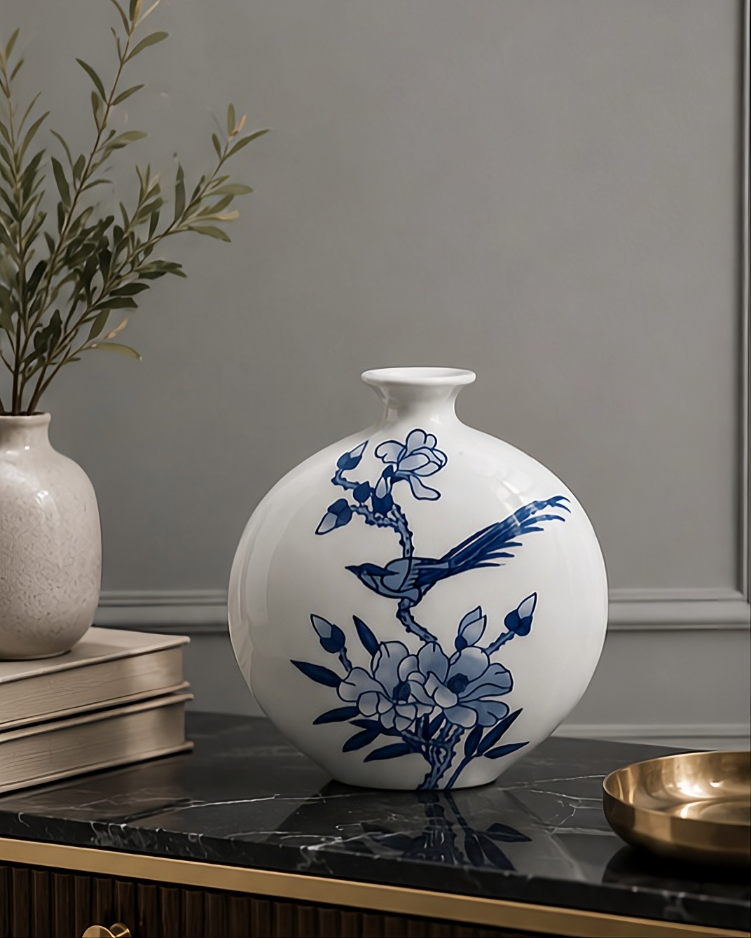 Songbird Blossom Moon Vase 