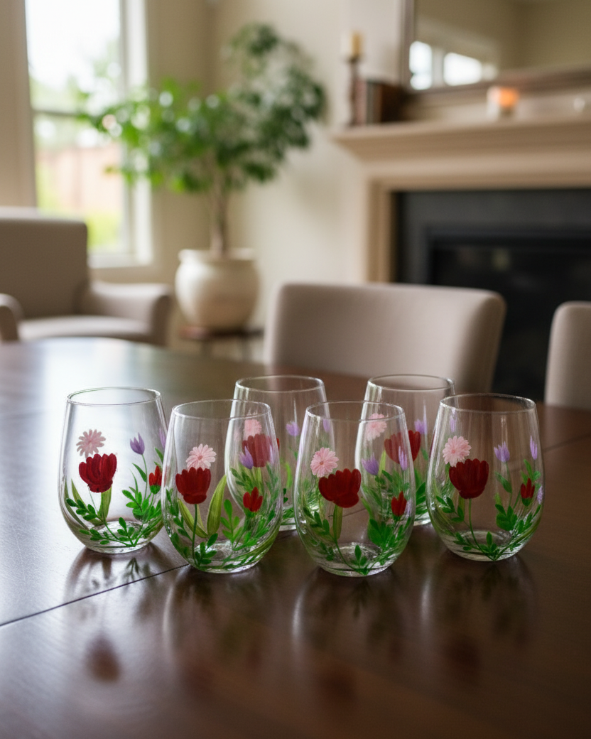 Blooming Meadow Drinking Glass - Set Of 6 
