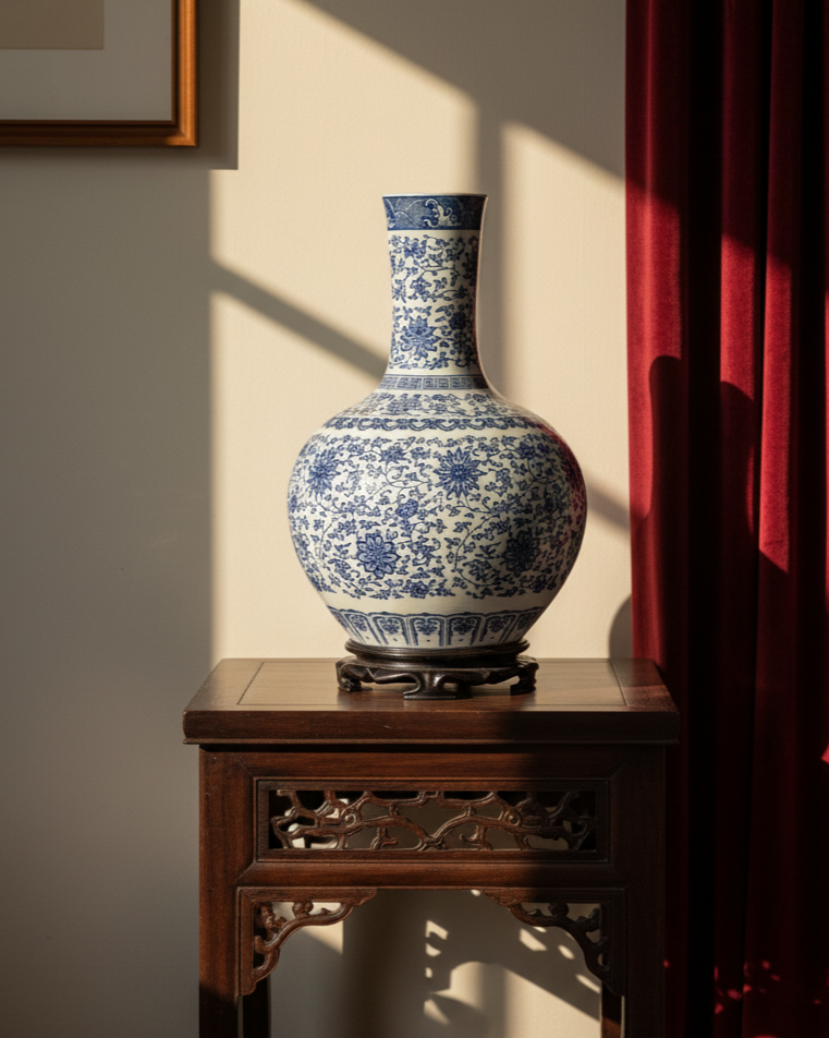 Classic Blue & White Porcelain Gourd Vase - 46cm 