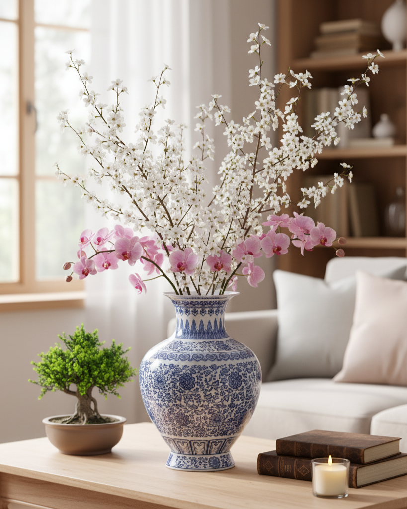 Classic Blue & White Porcelain Gourd Vase - 46cm 