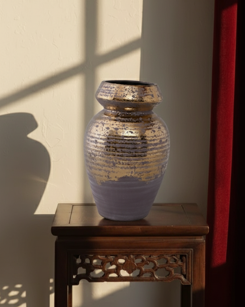 Golden Aura Dual Tone Textured Vase 