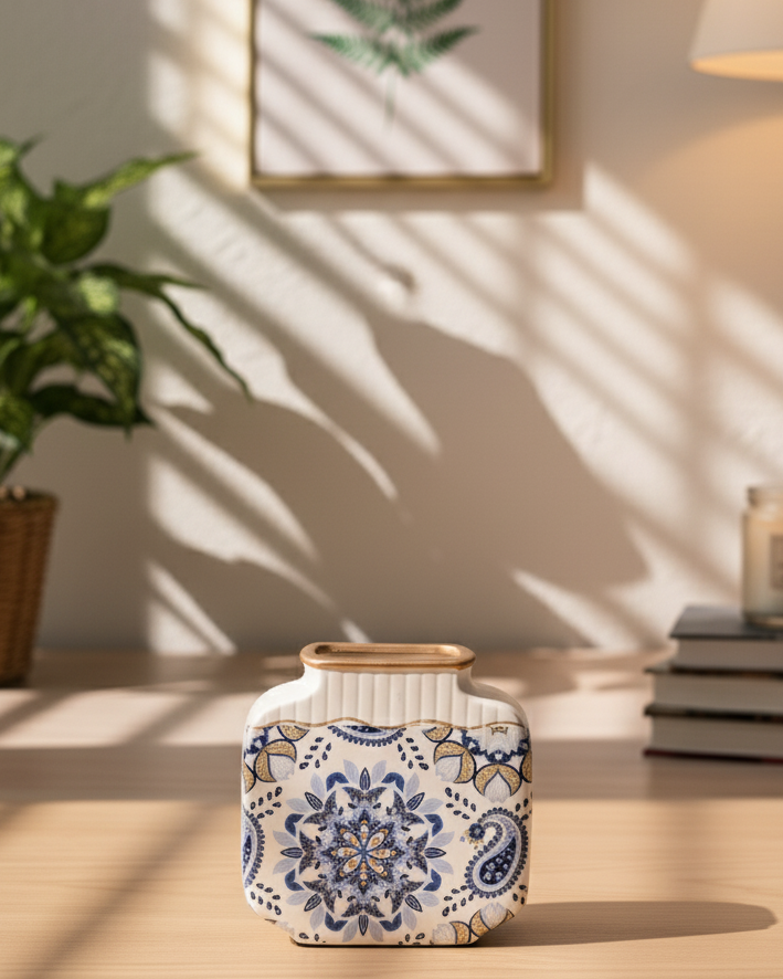 Indigo Royale Vase & Decorative Plate - Set Of 3 