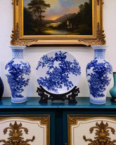 Floral Harmony Ceramic Vase & Decorative Plate - Set Of 3 