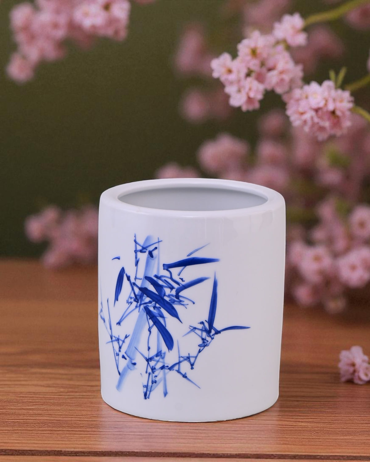 Blue Bamboo Ceramic Planter