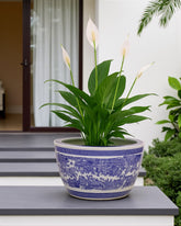 Oriental Serenity Blue & White Ceramic Planter 