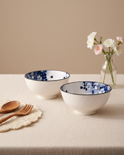 Classic Blue Petals Katori - Set Of 2