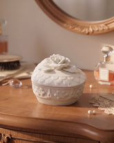 Elegant White Rose Heart Trinket Box 