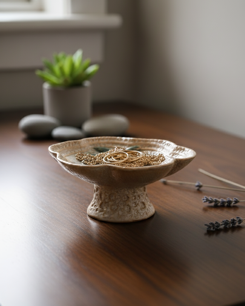 Palm Breeze Textured Footed Bowl 