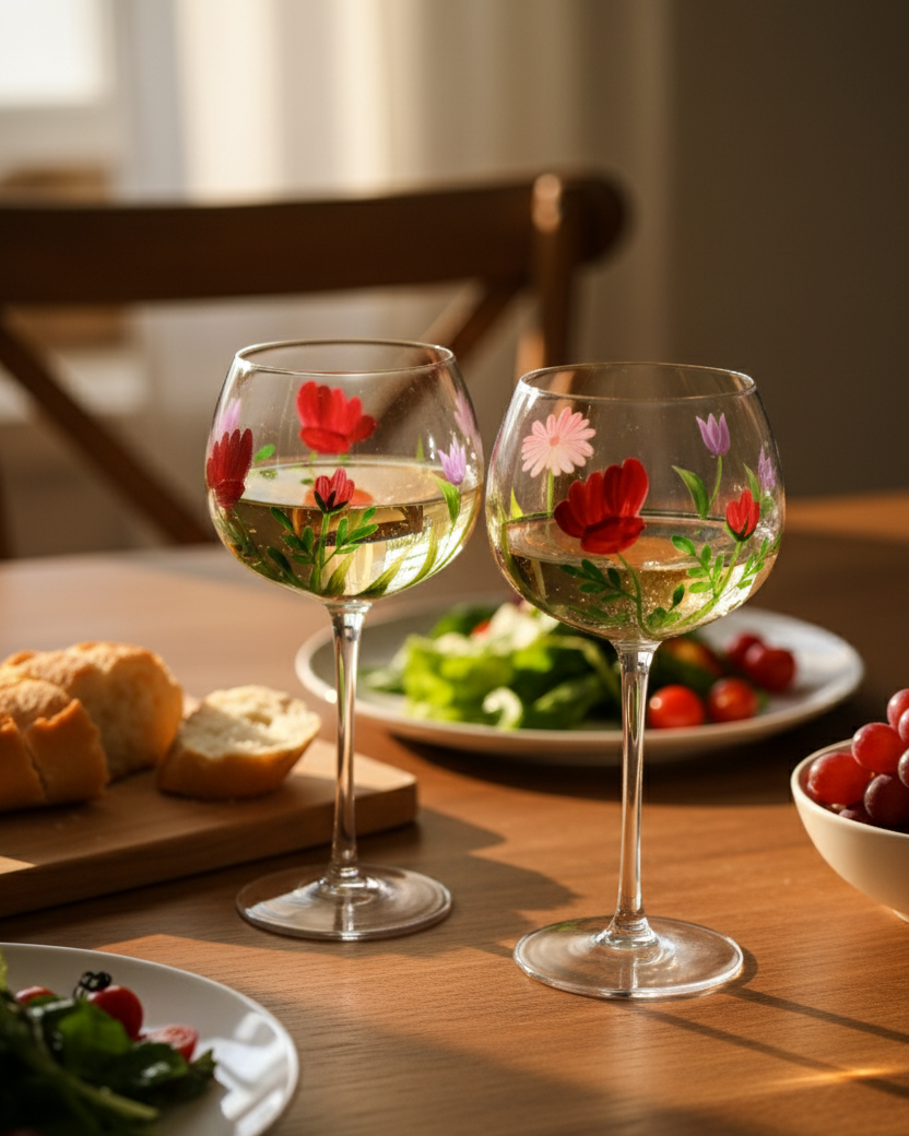 Red Blossom Wine Glass - Set Of 6 