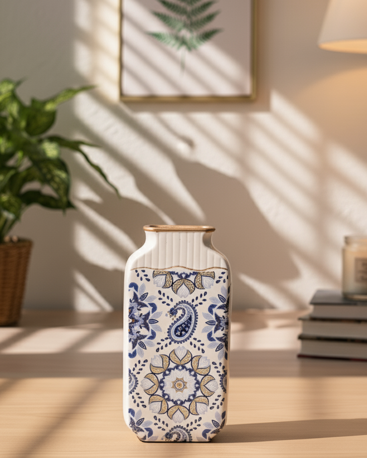 Indigo Royale Vase & Decorative Plate - Set Of 3 