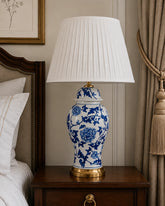 Cobalt Blue Floral and Vine Motif Table Lamp 