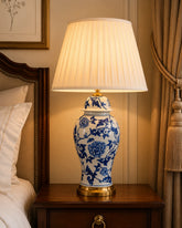 Cobalt Blue Floral and Vine Motif Table Lamp 