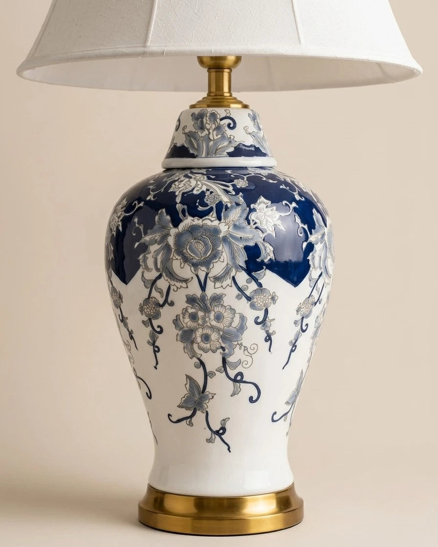 Vintage Floral Ceramic Table Lamp 