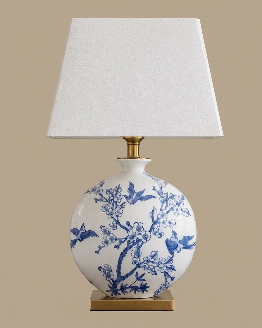 Azure Blossom Round Table Lamp 