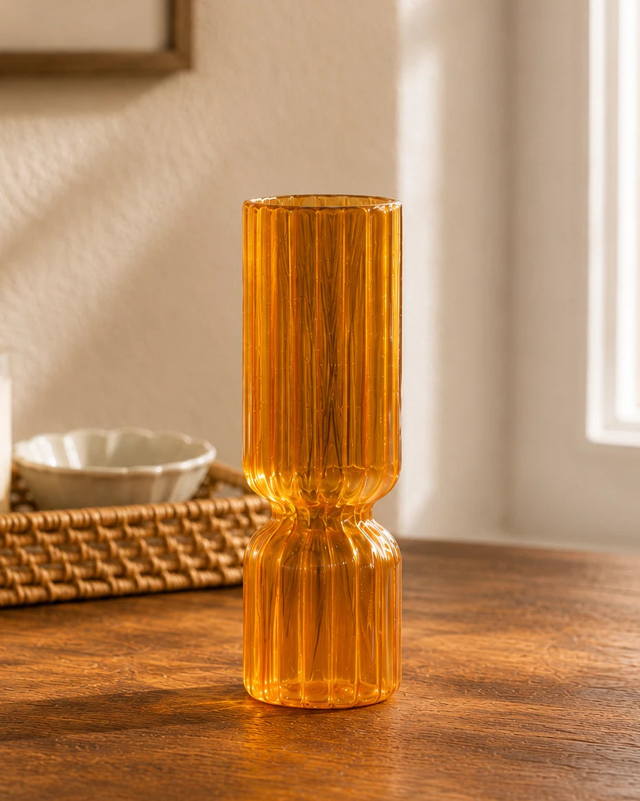 'Galben Shimmering Elegance' Glass Flower Vase