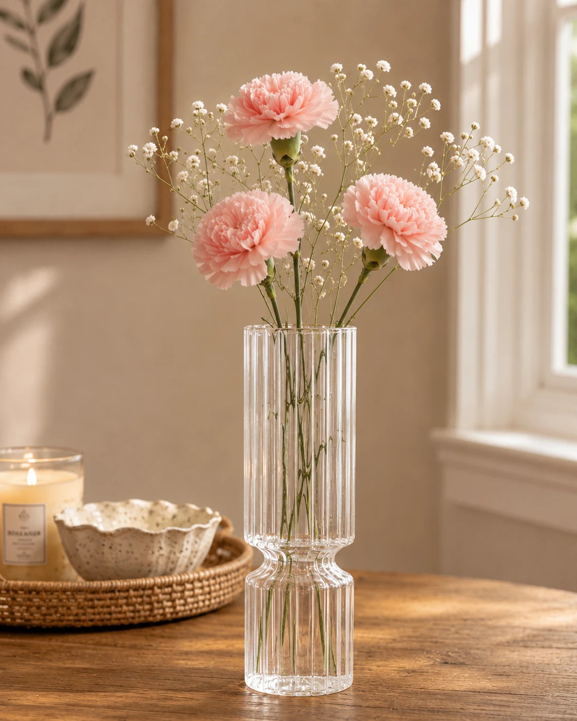'Shimmering Elegance' Glass Flower Vase 