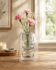 Edith Double Wall Glass Vase - Small