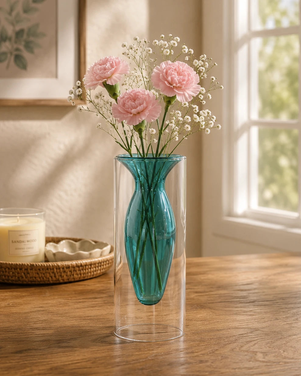 Verde Double Wall Glass Vase