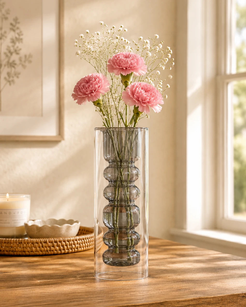 Edith Double Wall Glass Vase - Large 
