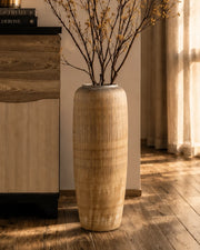 Walnut Wood Finish Floor Vase - Small
