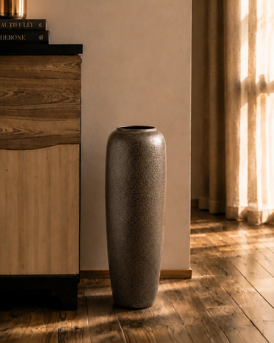 Charcoal Matte Textured Floor Vase - Small