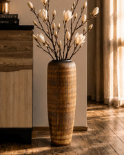 Walnut Wood Finish Floor Vase - Large