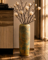 Antique Teal Textured Floor Vase - Large 
