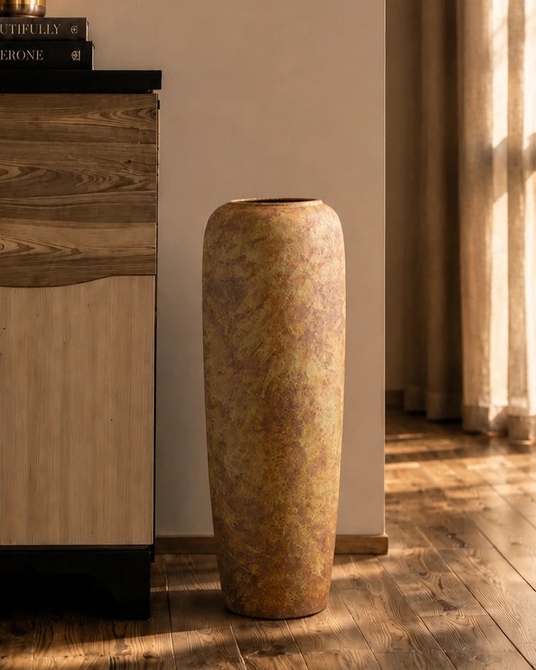 Rustic Earth Tone Floor Vase - Large