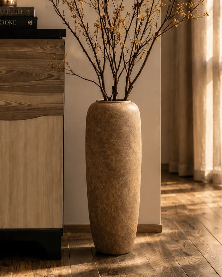 Rustic Earth Tone Floor Vase - Small