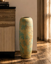Antique Teal Textured Floor Vase - Small