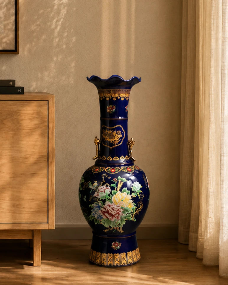 Royal Sapphire Floral Palace Vase
