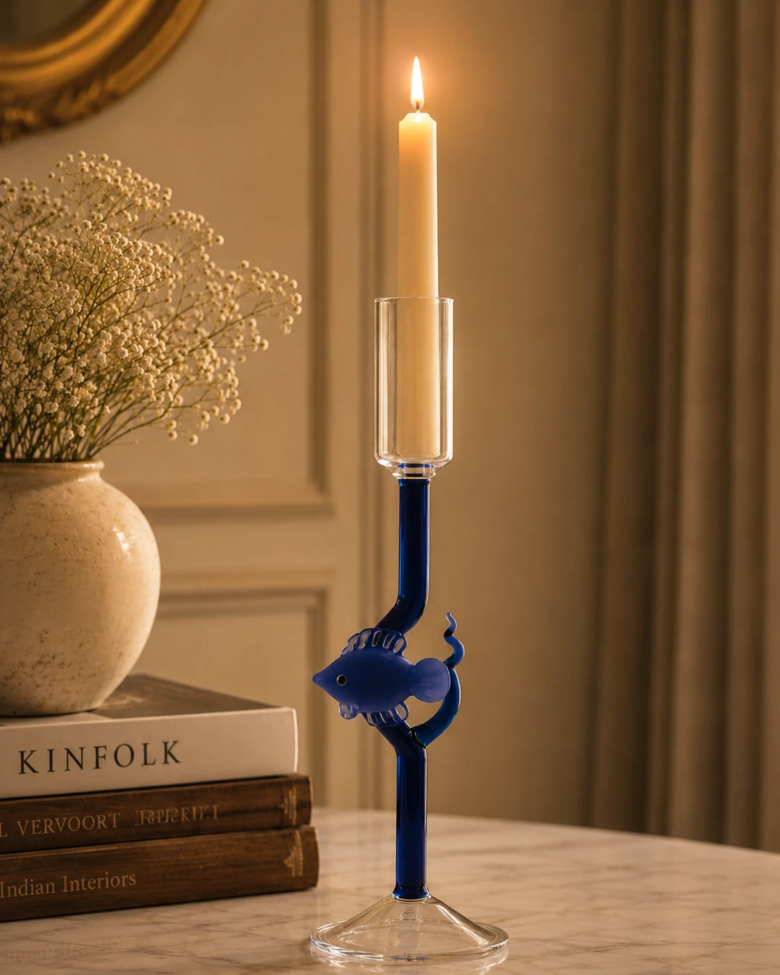 Oceanic Art Glass Candle Stand 