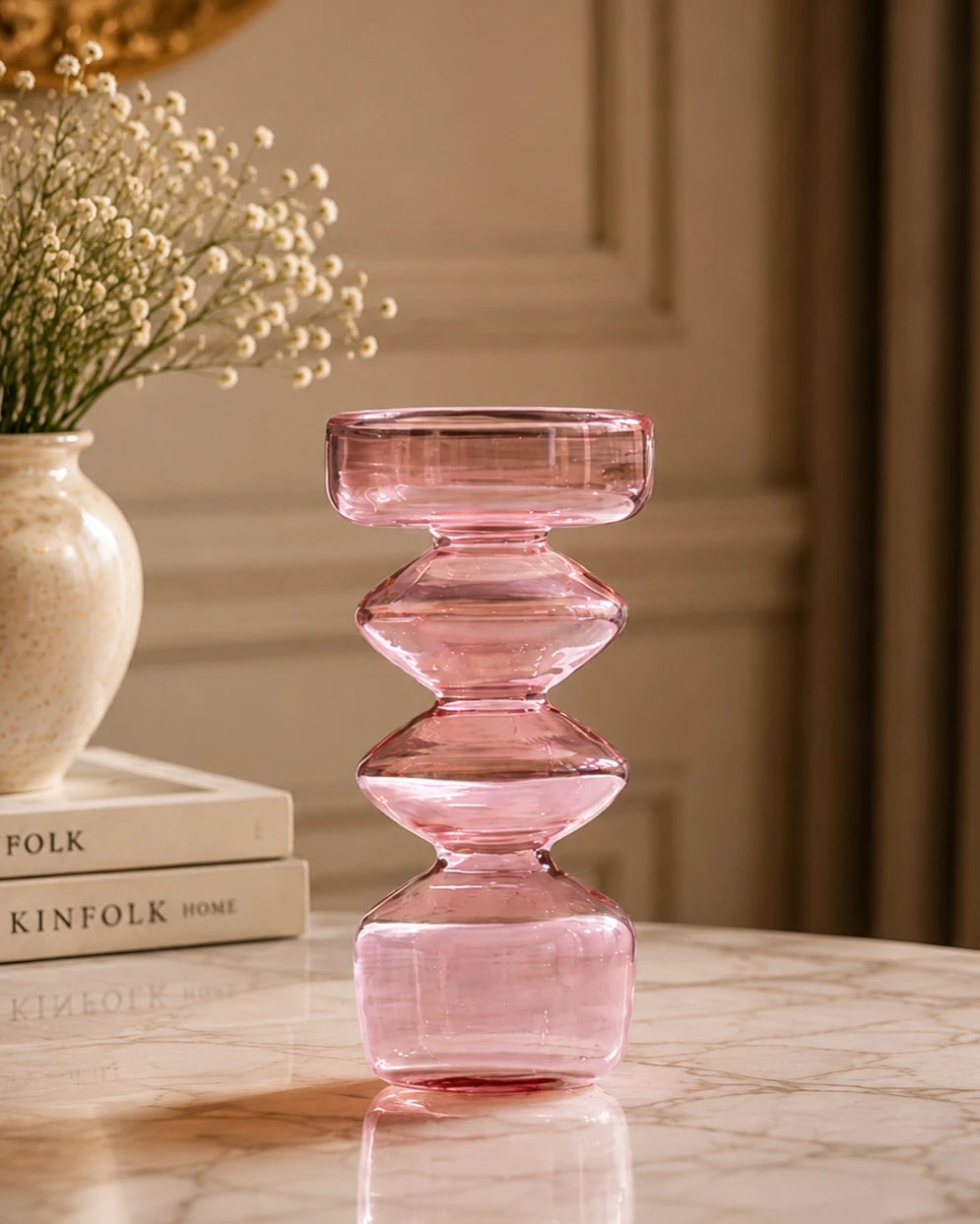 Stem Glass Candle Holder - Pink 