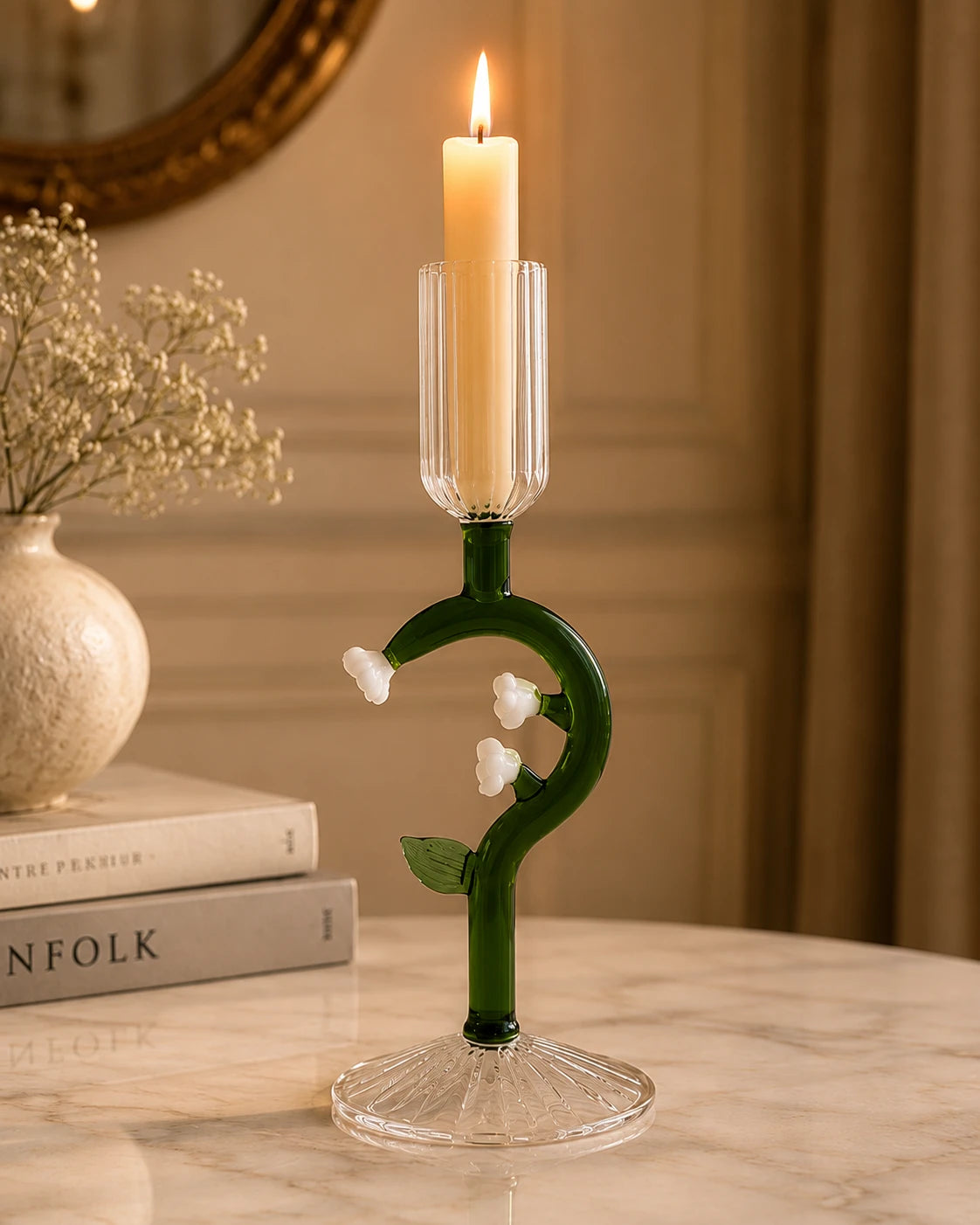 Botanical Stem Glass Candle Stand 